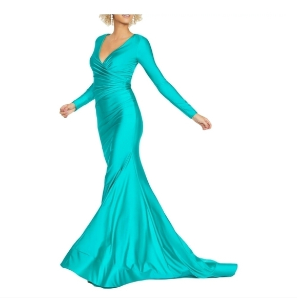 Terani Couture Dresses & Skirts - Glamour By Terani Juniors Stretch Satin Gown Emerald Green 4